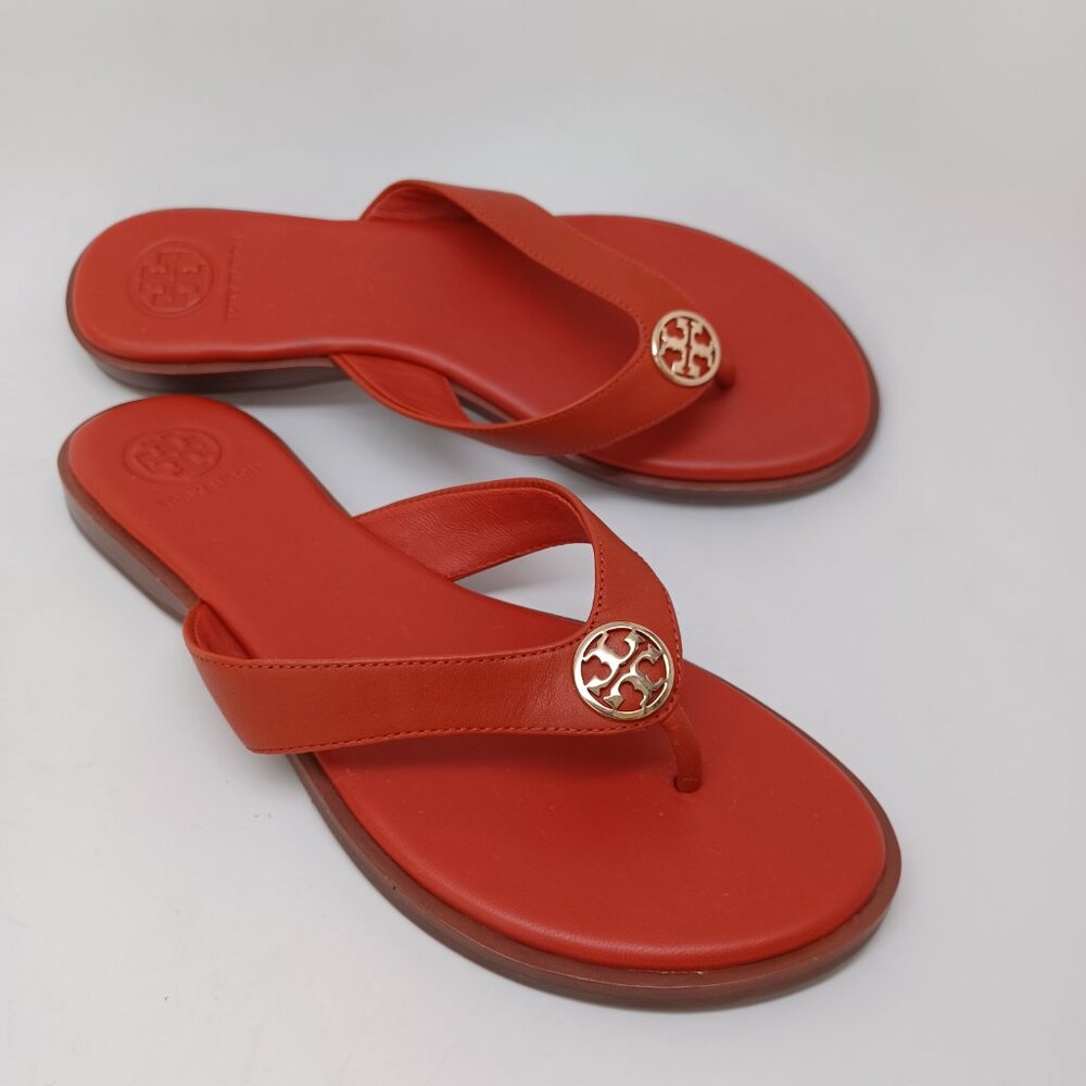 Tory Burch Sandals Rust Leather Thong Flip Flops Womens 6M - Picture 12 of 12